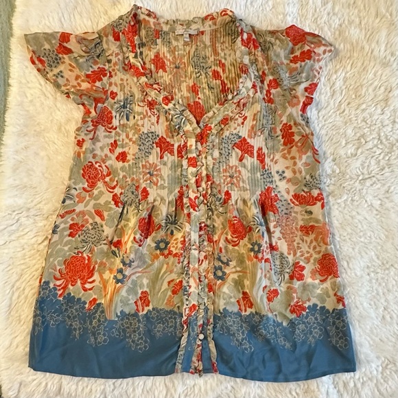 Joie silk top pop overview kimono wynne fiery red small - Picture 10 of 15